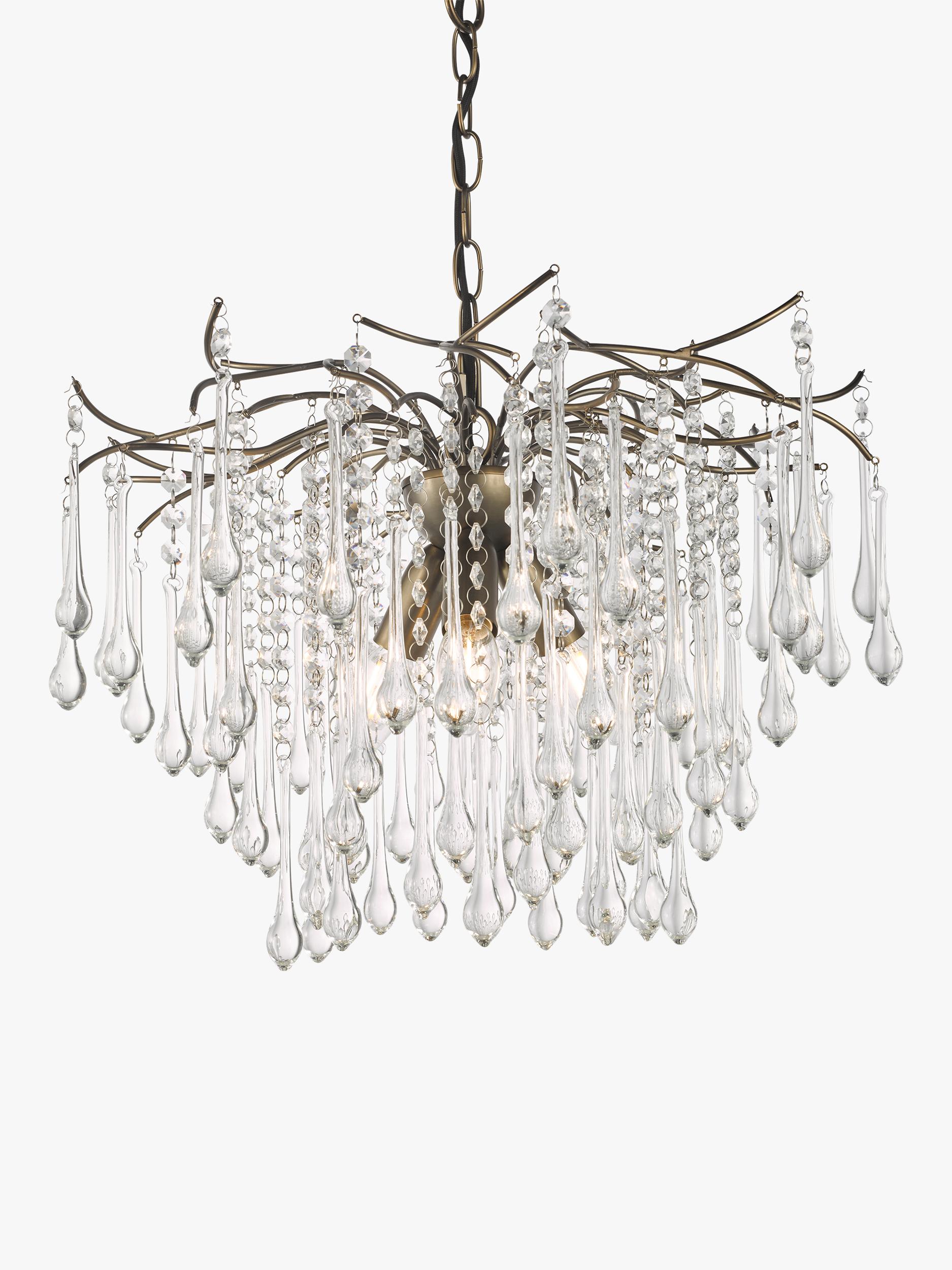 John Lewis Verity glass chandelier antique brass, imported from the UK