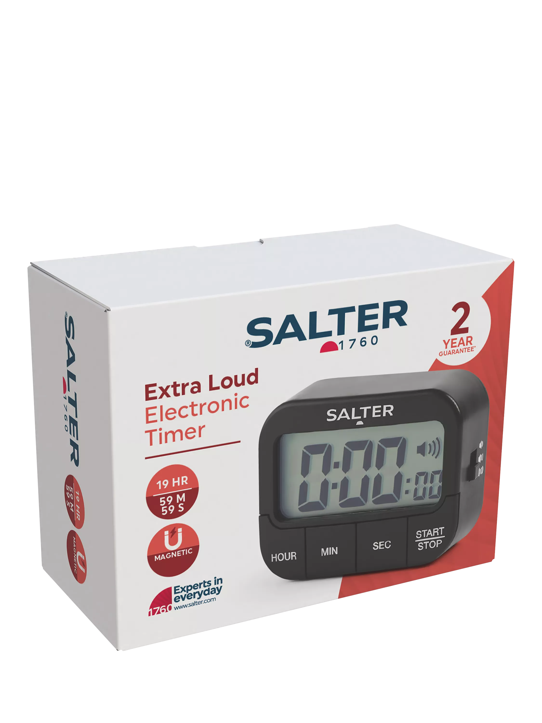 Salter Extra Loud Beeper digital kitchen timer in black (British brand)