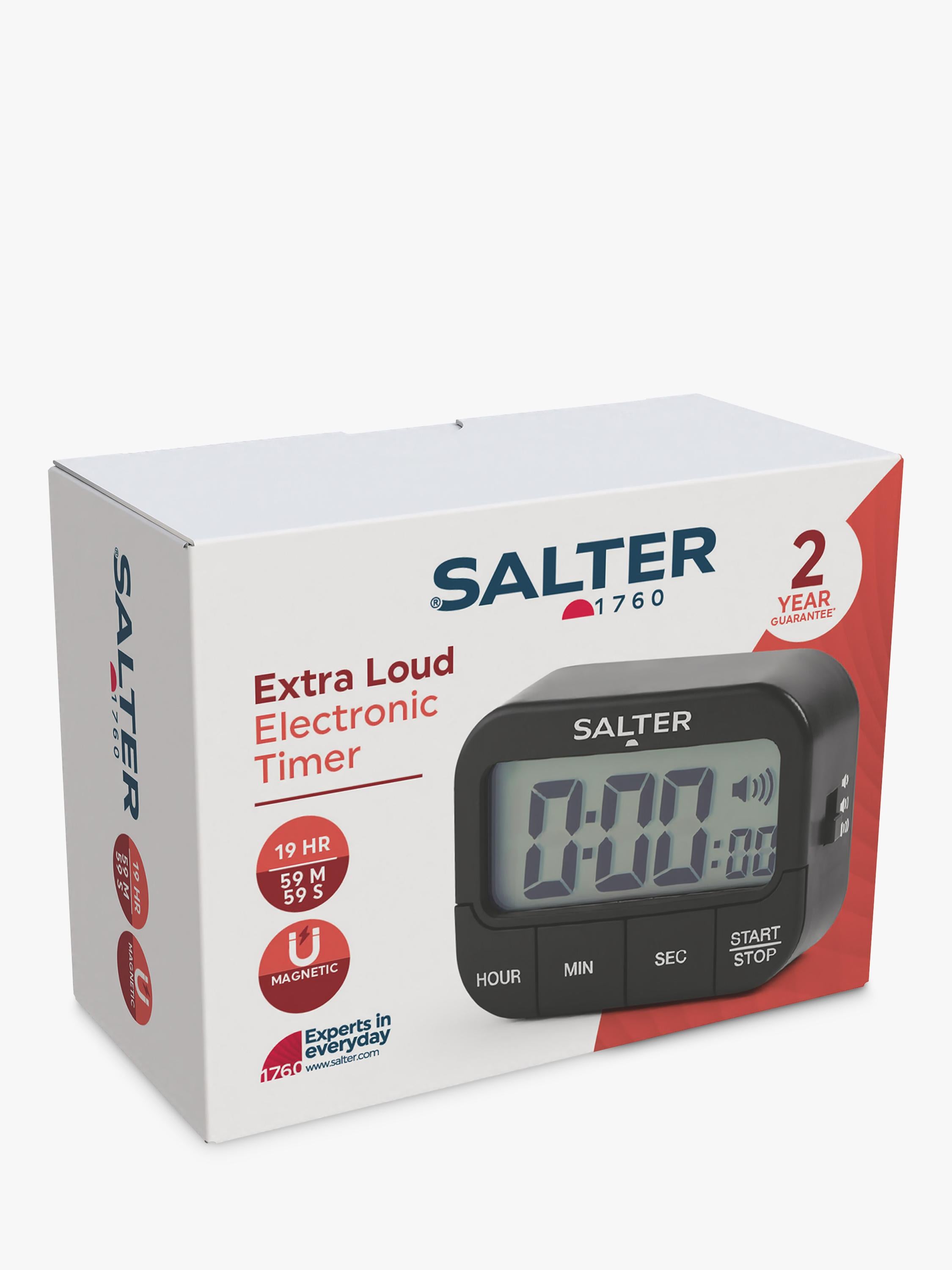 Salter Extra Loud Beeper digital kitchen timer in black (British brand)