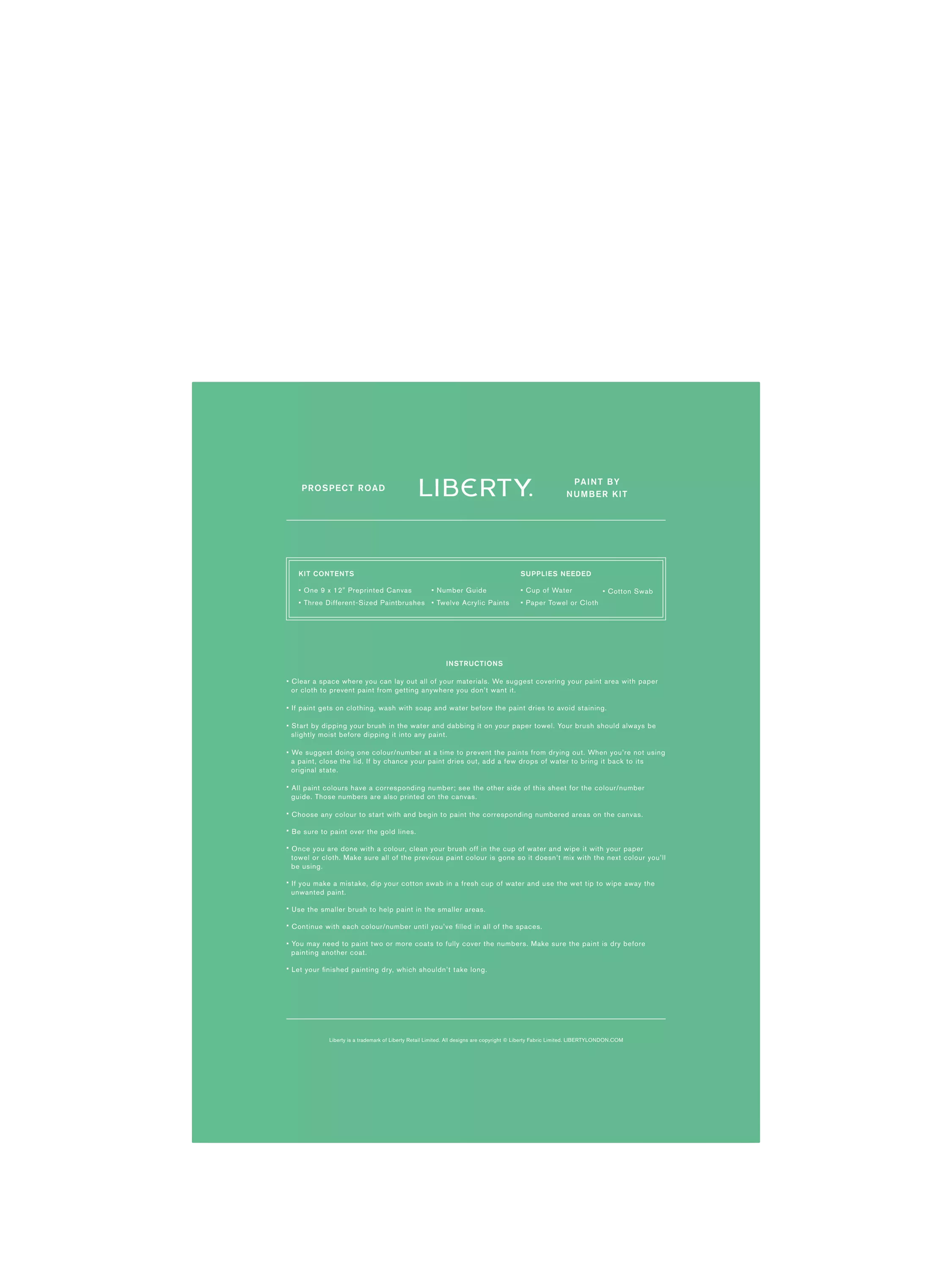 Galison Liberty print paint by numbers kit 30x24cm, imported from the UK