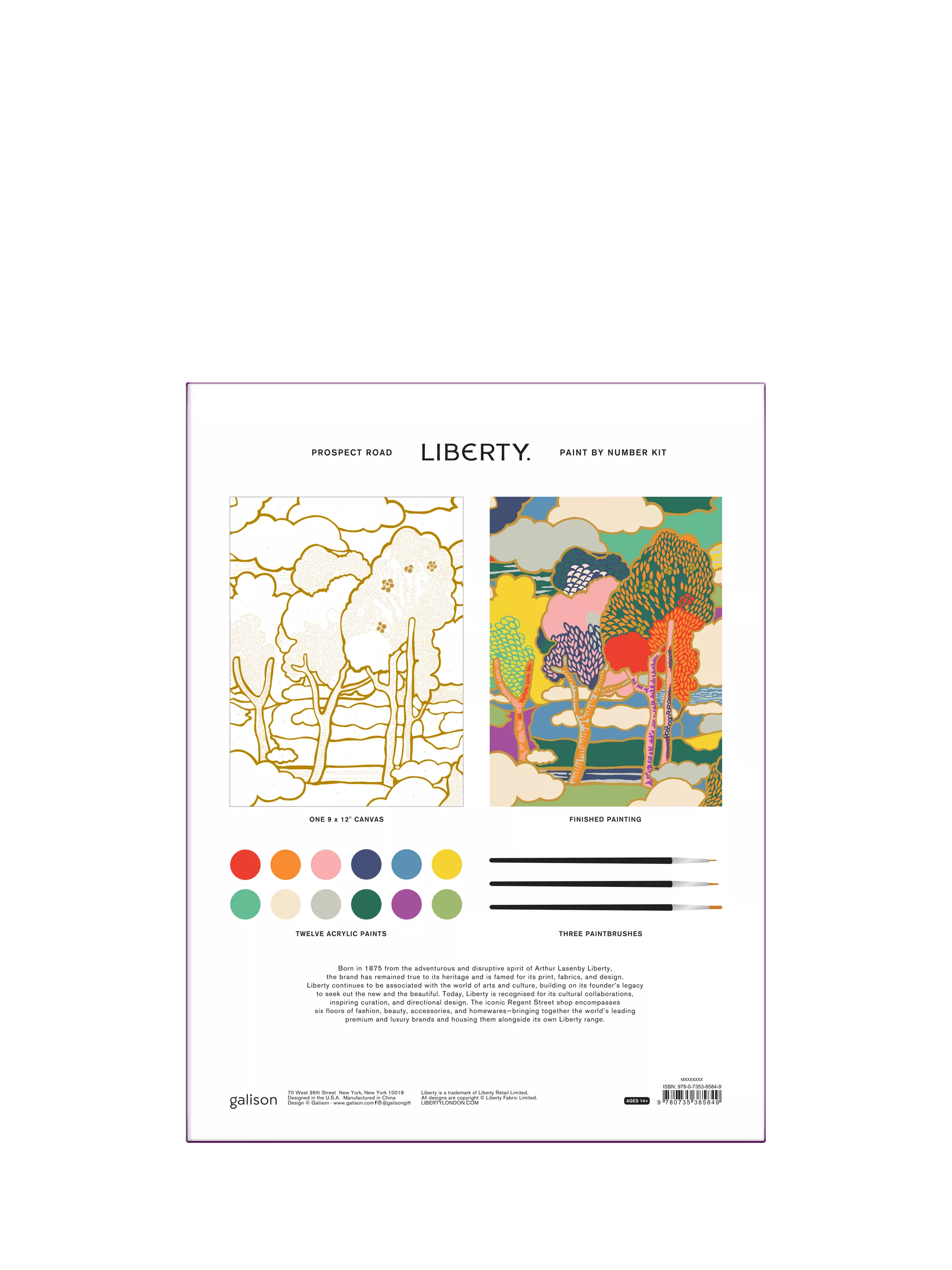 Galison Liberty print paint by numbers kit 30x24cm, imported from the UK