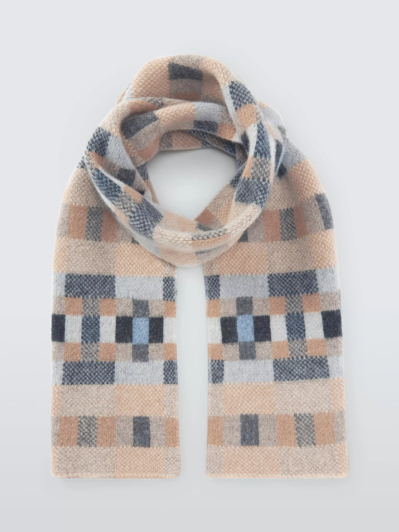 Quinton + Chadwick brushed wool block scarf 180x24cm, imported from the UK
