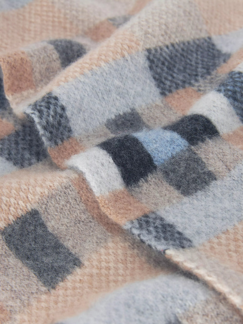 Quinton + Chadwick brushed wool block scarf 180x24cm, imported from the UK