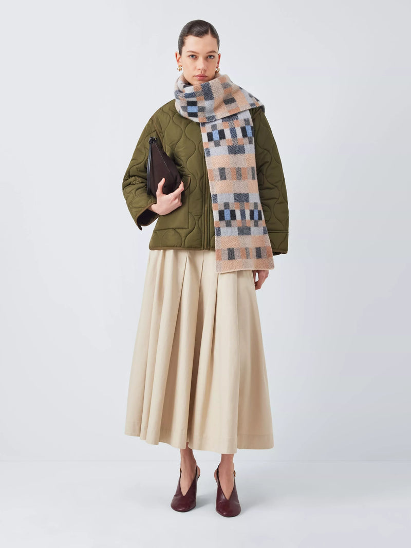 Quinton + Chadwick brushed wool block scarf 180x24cm, imported from the UK