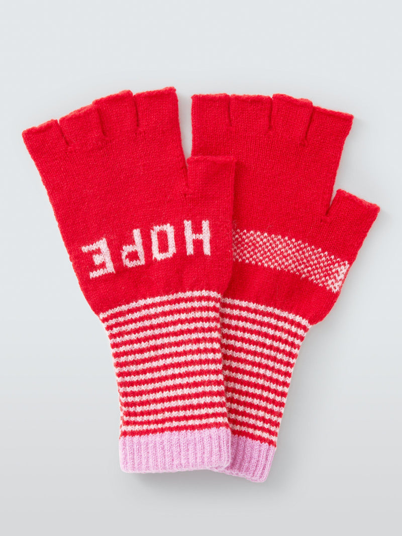 Quinton + Chadwick fingerless wool gloves with love and hope message - British product