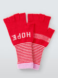 Quinton + Chadwick fingerless wool gloves with love and hope message - British product