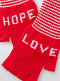 Quinton + Chadwick fingerless wool gloves with love and hope message - British product
