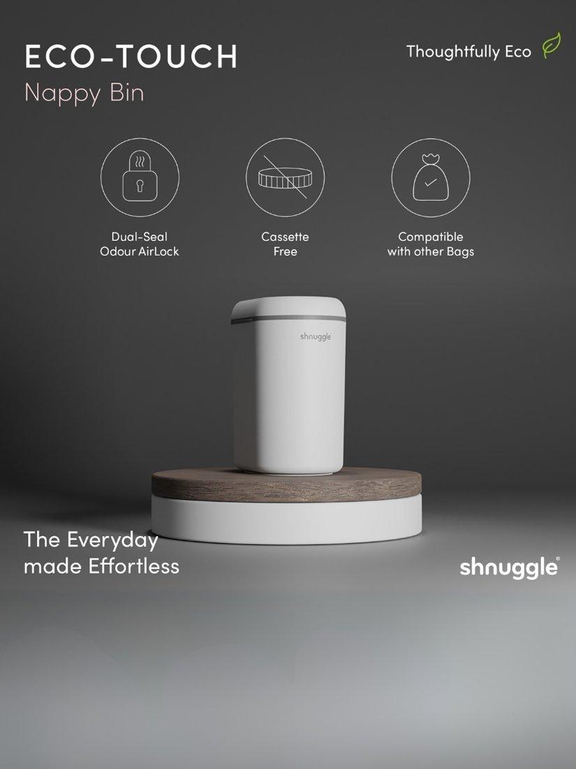 Shnuggle Nappy Bin white with odour lock, imported from the UK