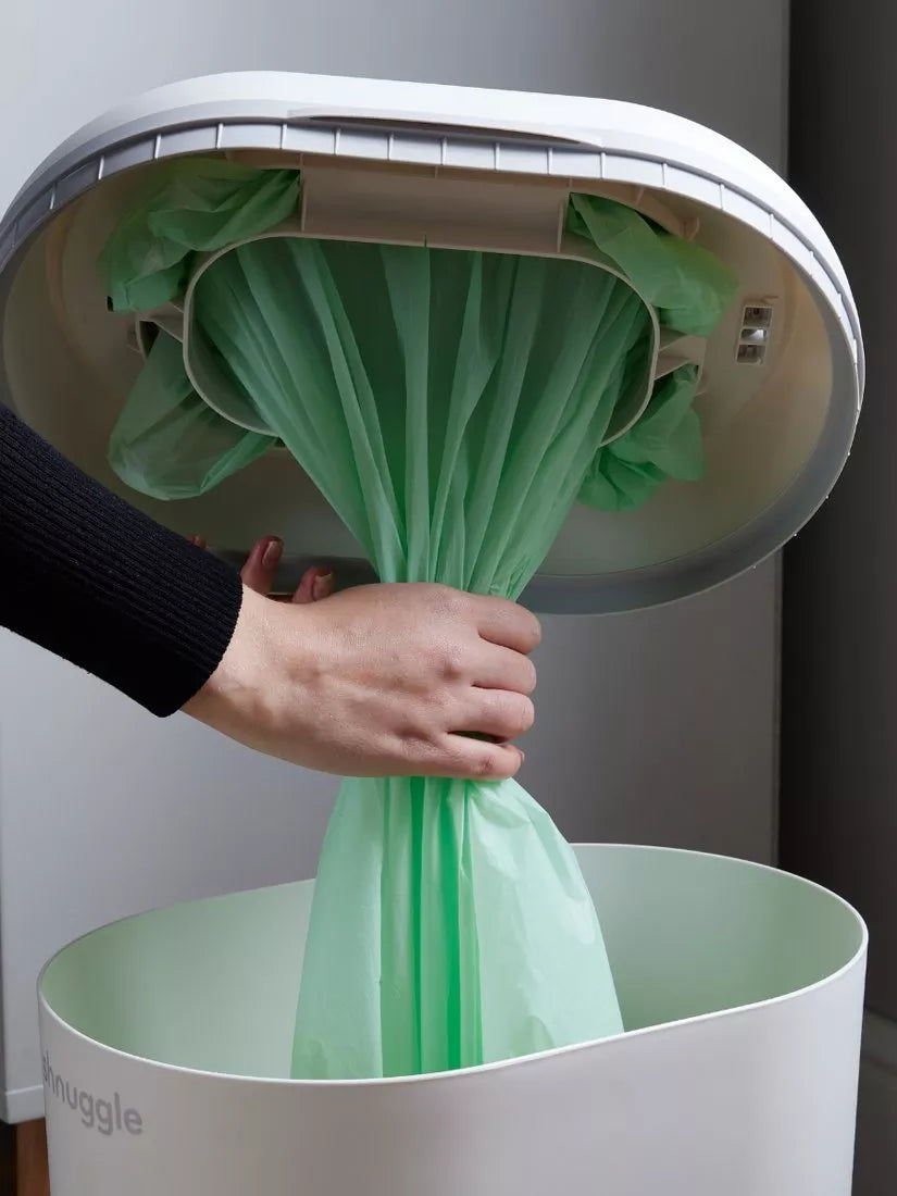 Shnuggle Nappy Bin white with odour lock, imported from the UK
