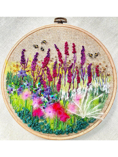 Floral Carnation Embroidery Kit on 100% Wool Fabric