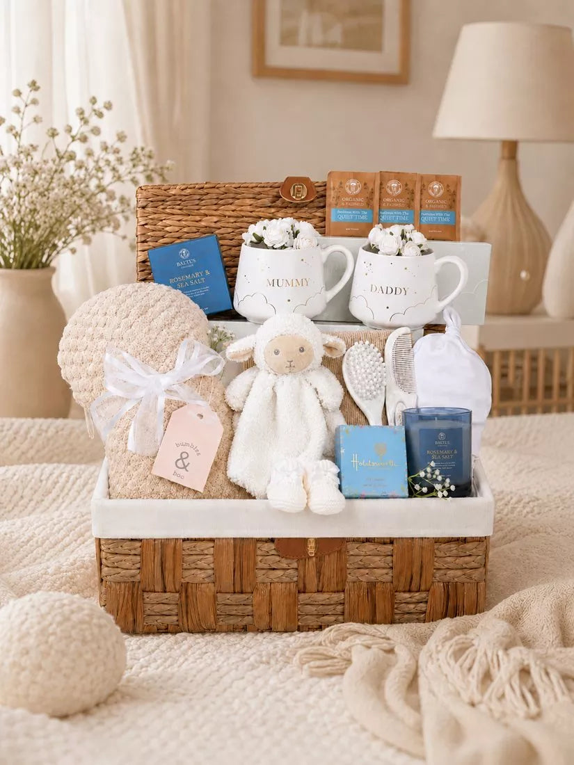 Bumbles & Boo baby gift hamper with personalised card, UK version