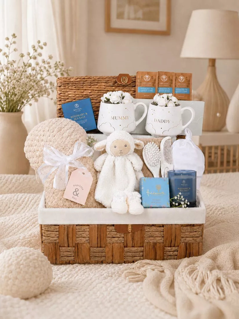 Bumbles & Boo baby gift hamper with personalised card, UK version