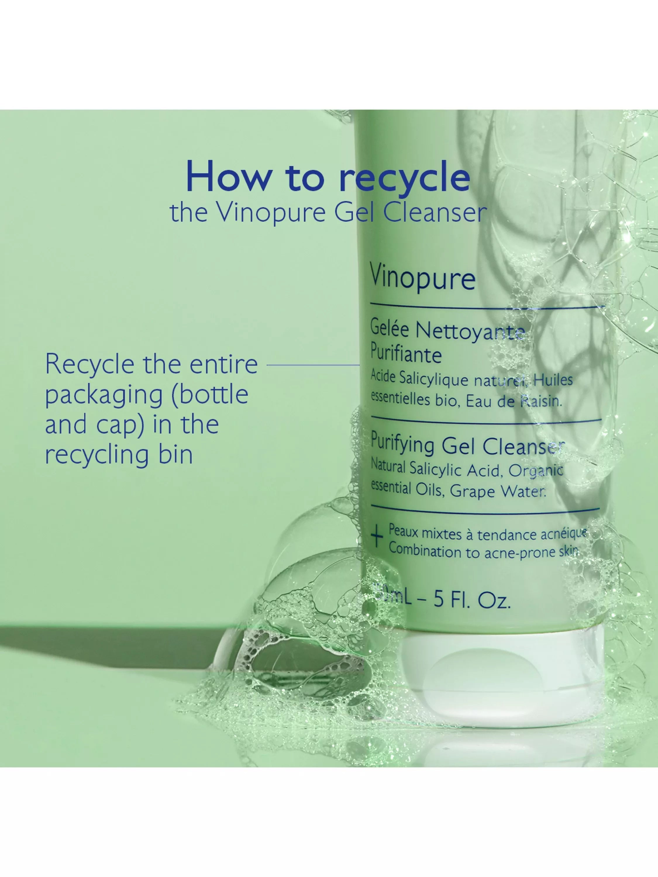 Caudalie Vinopore gel cleanser 150ml, imported from the UK