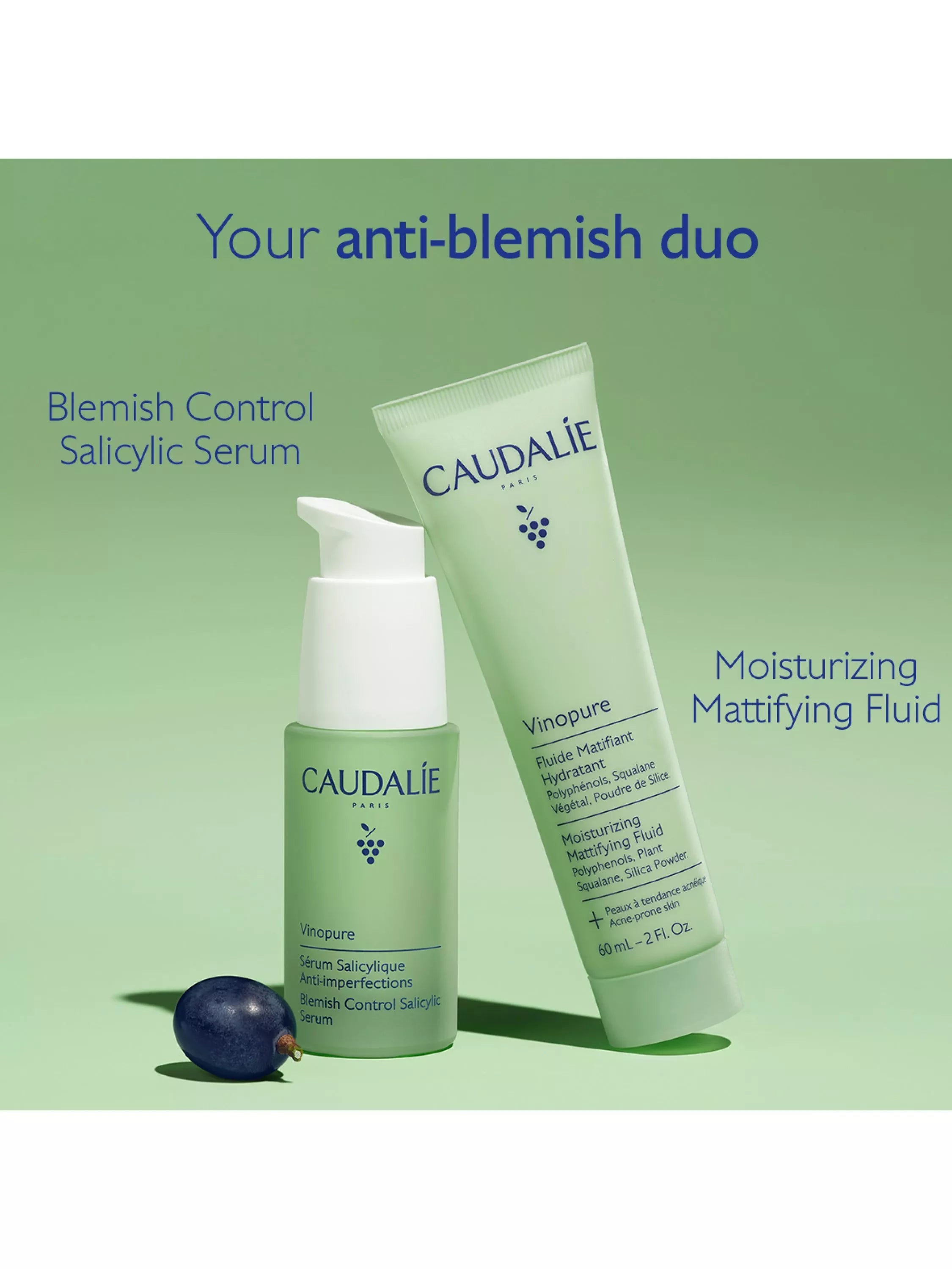 Caudalie oil-control moisturiser 60ml, imported from the UK