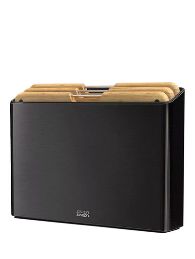 John Lewis Joseph Joseph Folio Bamboo Chopping Board Set with Stainless Steel Case, Black- Buy online at McGrocer