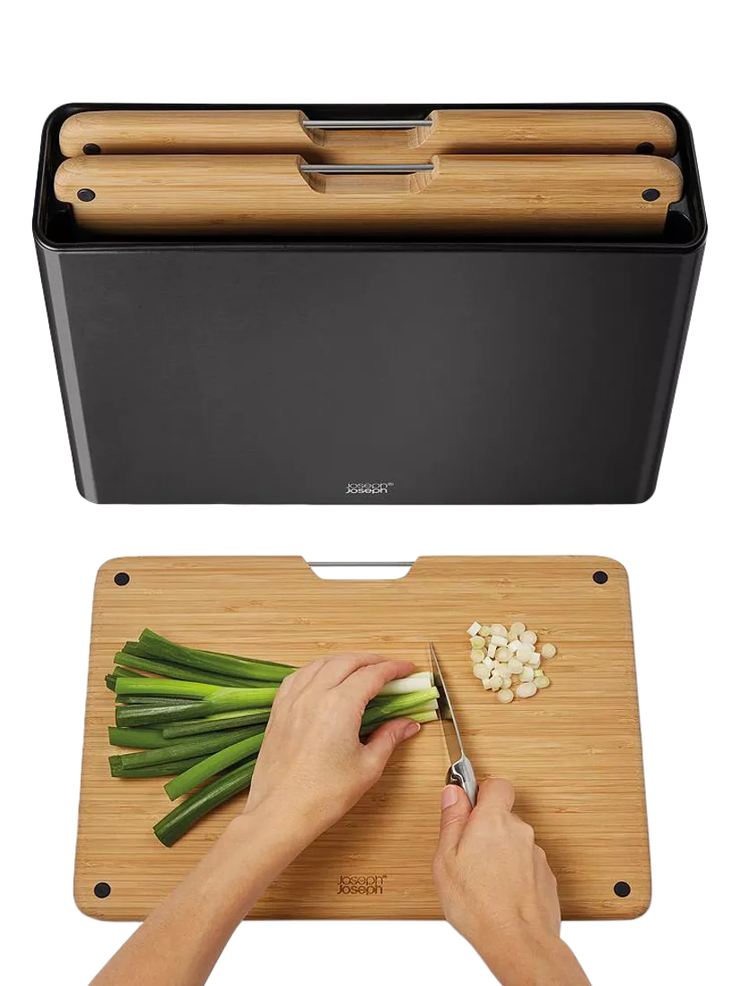 Joseph Joseph Folio bamboo chopping board set black - British product