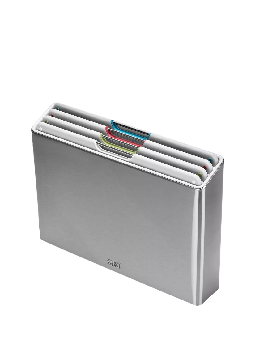Joseph Joseph Folio chopping board set with stainless steel case, light stone (British brand)
