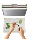 Joseph Joseph Folio chopping board set with stainless steel case, light stone (British brand)