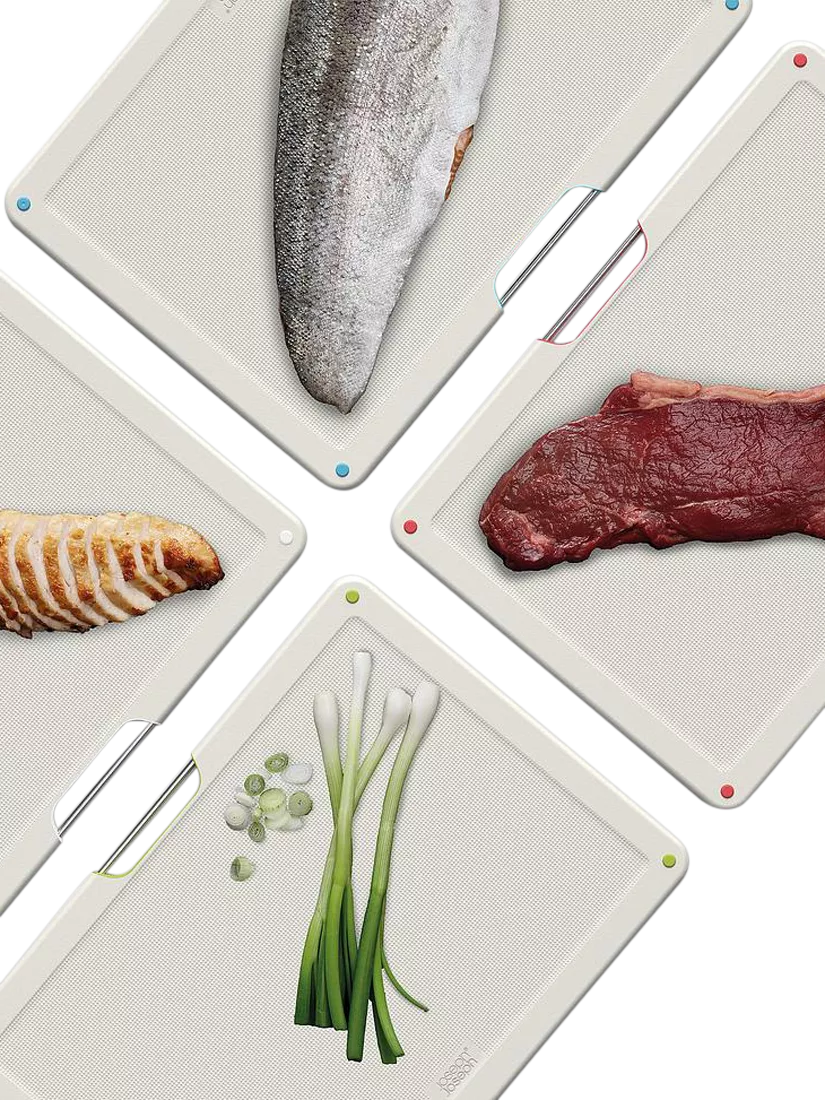 Joseph Joseph Folio chopping board set with stainless steel case, light stone (British brand)
