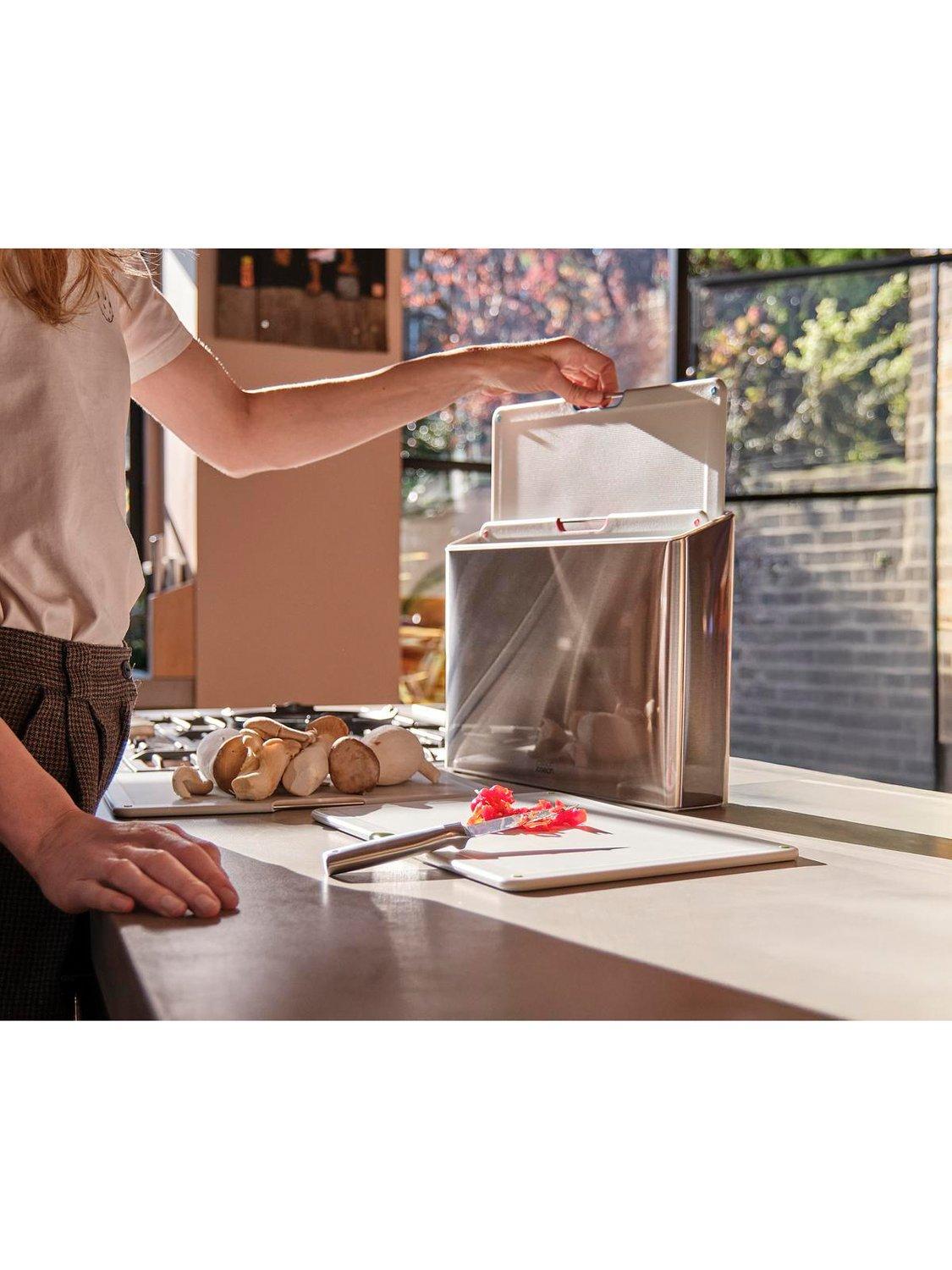 Joseph Joseph Folio chopping board set with stainless steel case, light stone (British brand)