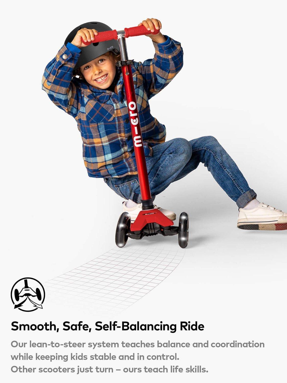 Micro Scooters Maxi Deluxe LED scooter red, imported from the UK