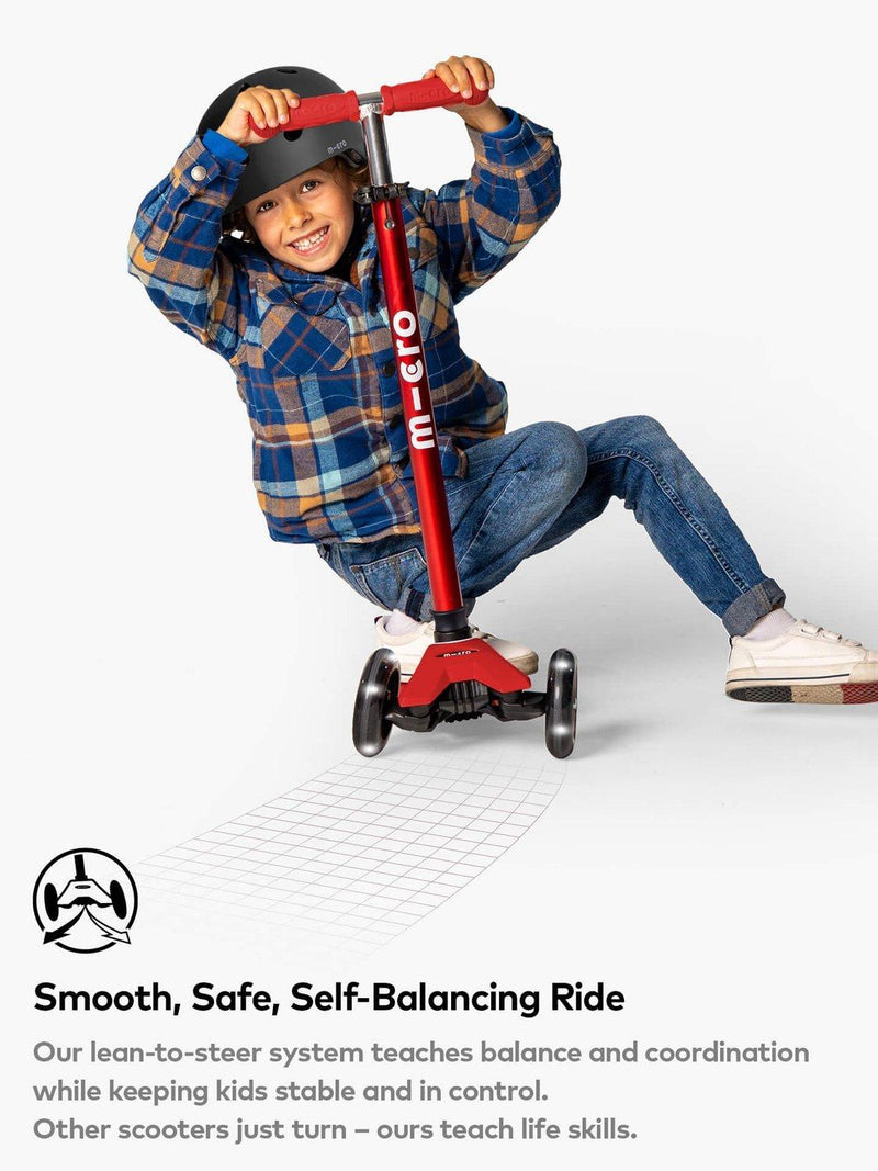 Micro Scooters Maxi Deluxe LED scooter red, imported from the UK