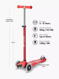 Micro Scooters Maxi Deluxe LED scooter red, imported from the UK