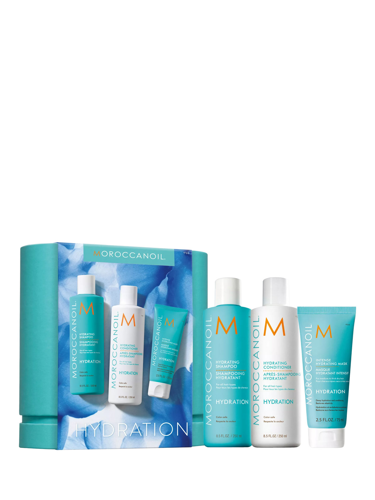 Moroccanoil hydration haircare gift set with shampoo conditioner mask and lotion (British brand)