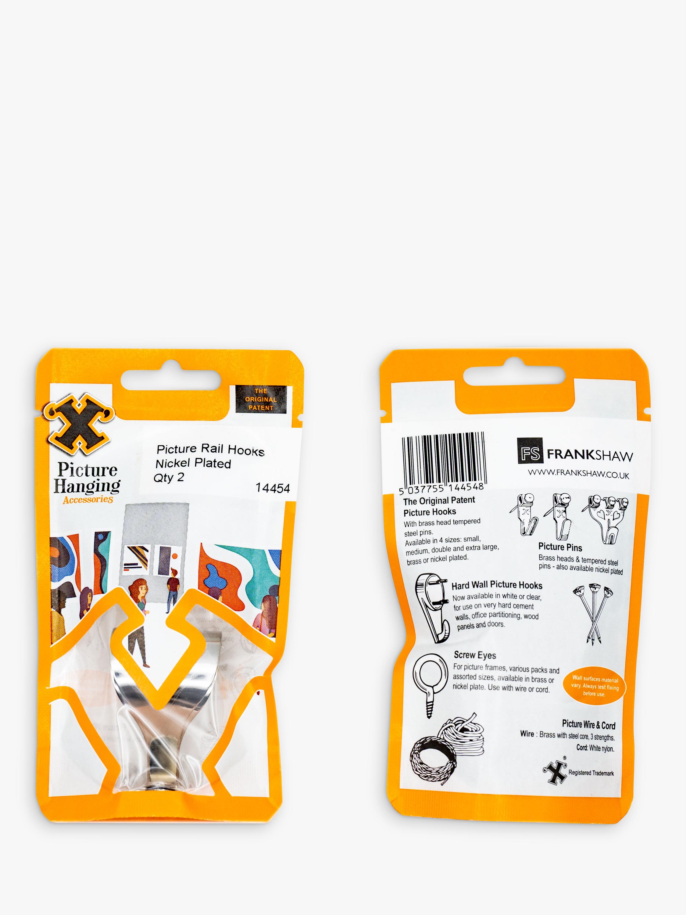 Frank Shaw picture rail hooks pack of 2 nickel plated, imported from the UK