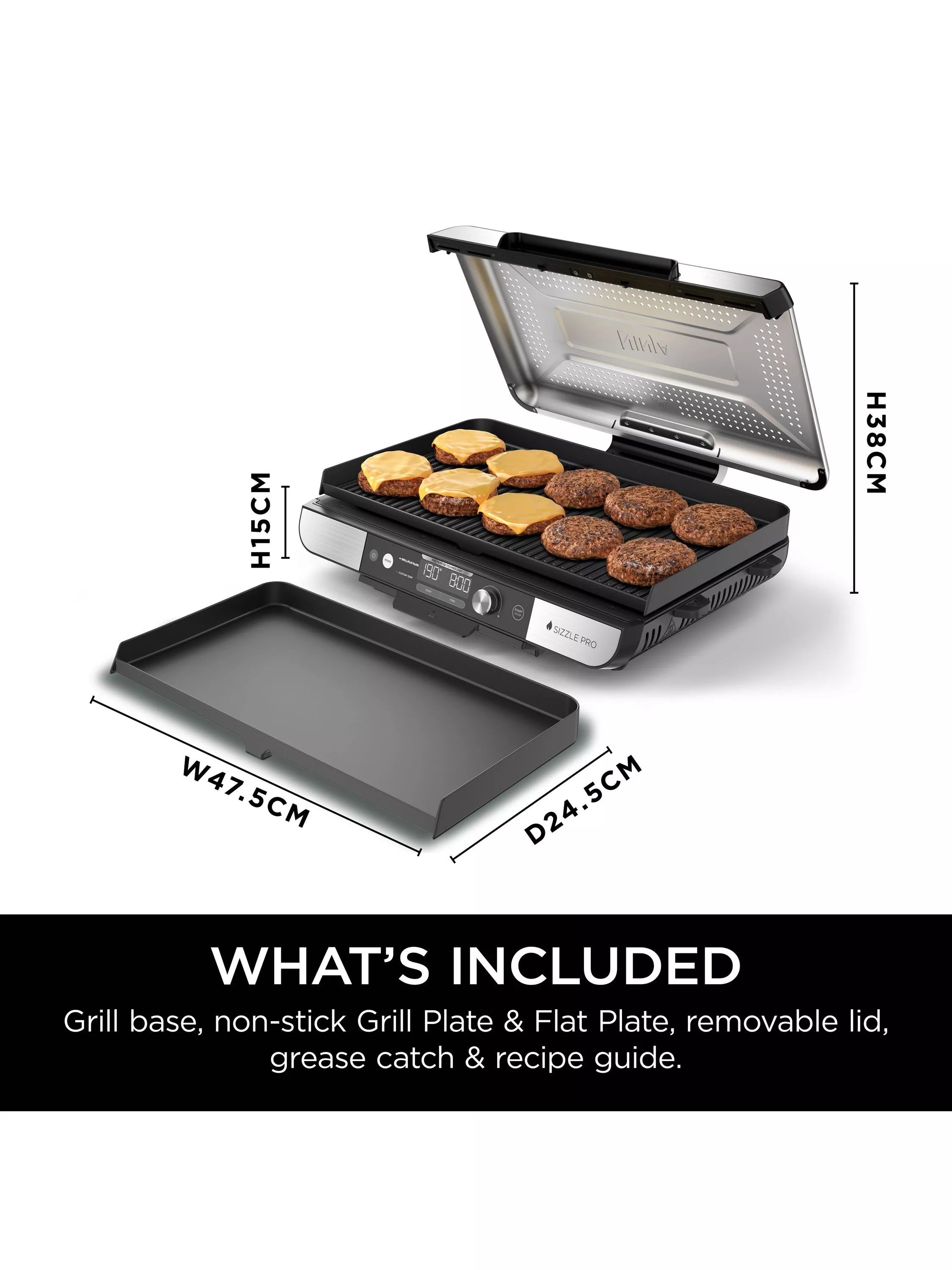 Ninja Sizzle Pro XL electric grill flat plate, UK version