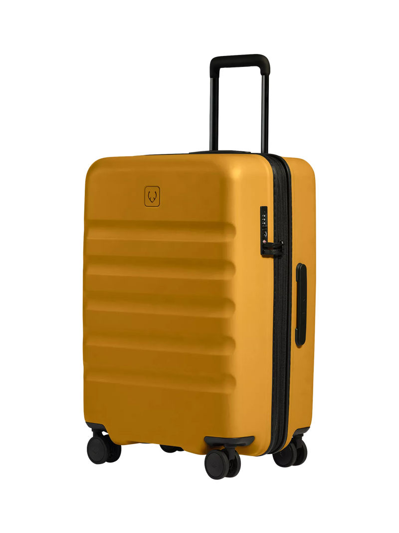 Antler Icon Stripe 4-Wheel 68cm Medium Expandable Suitcase, Mustard Yellow