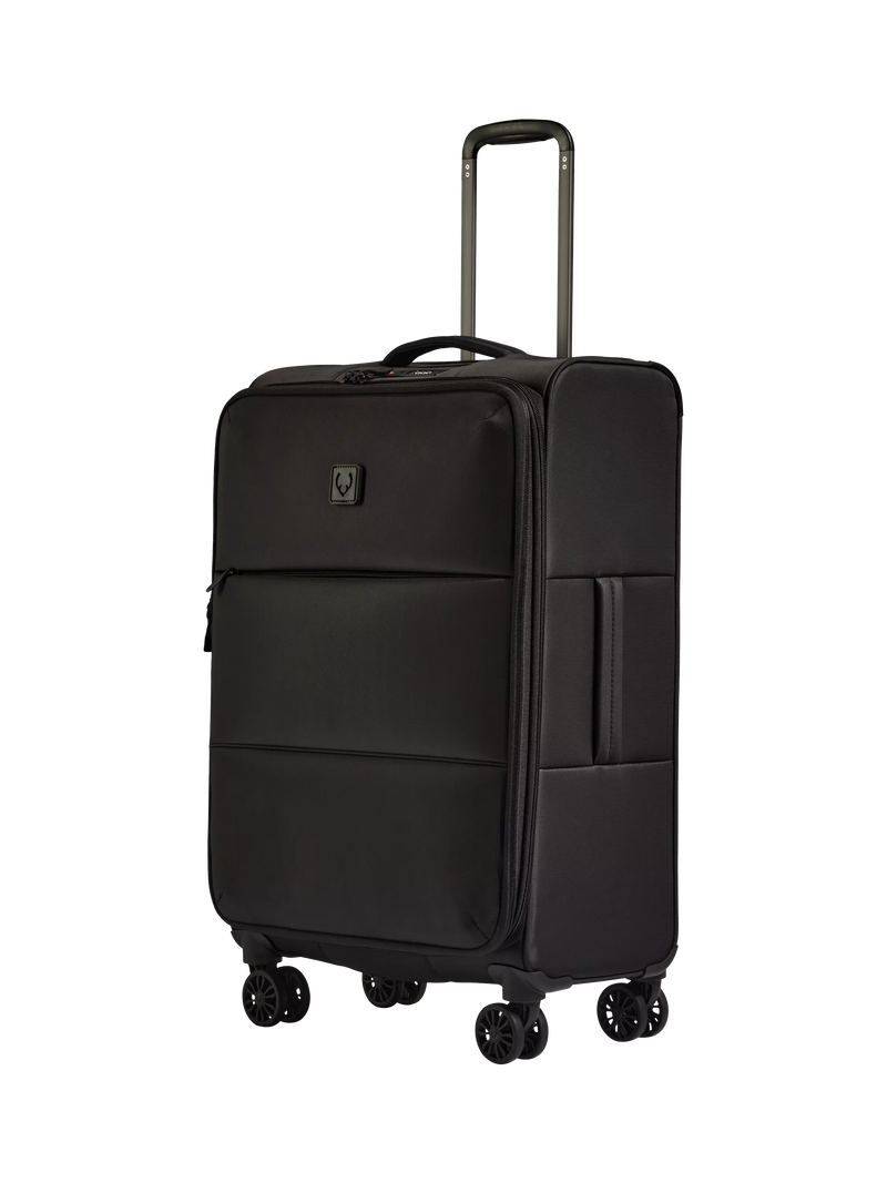 Antler Soft Stripe 2.0 4 Wheel 69cm Medium Expandable Suitcase, Black