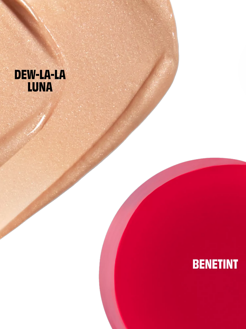 Benefit Dew The Benetint makeup gift set with rose stain and highlighter (British brand)