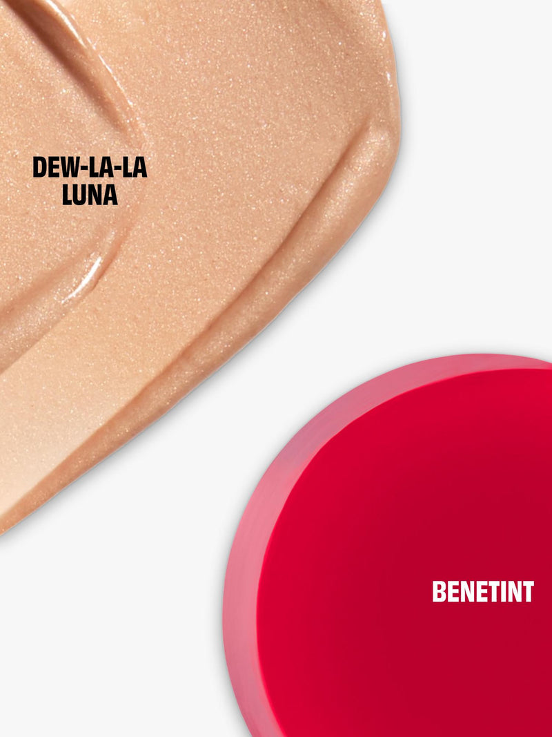 Benefit Dew The Benetint makeup gift set with rose stain and highlighter (British brand)