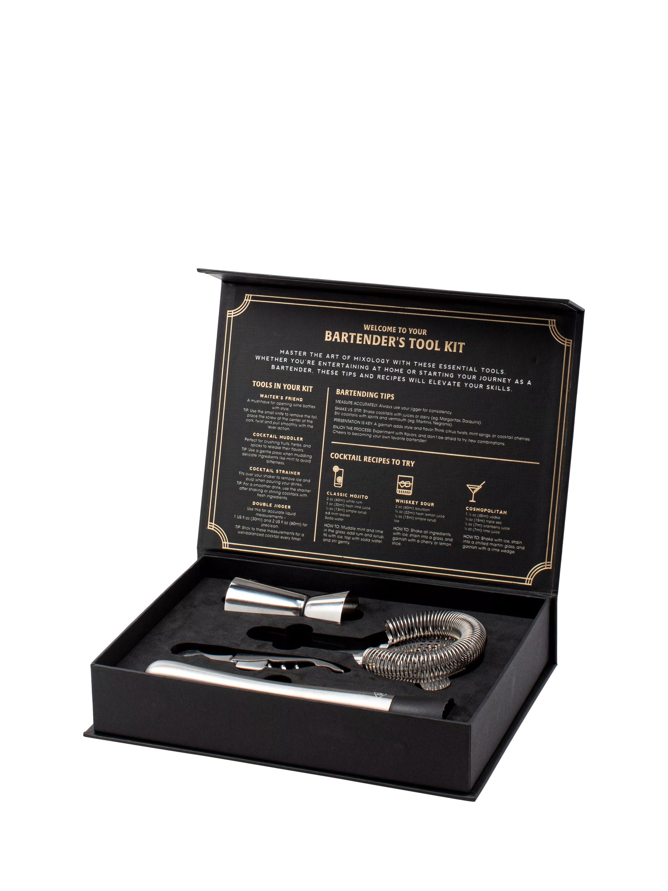 Gentlemen's Hardware Bartender's Kit Black, imported from the UK