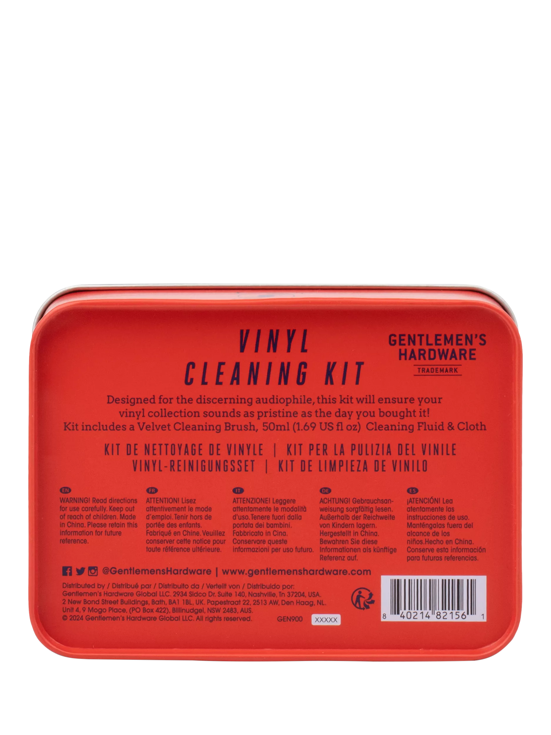 Gentlemen's Hardware vinyl cleaning kit with brush fluid and cloth, imported from the UK