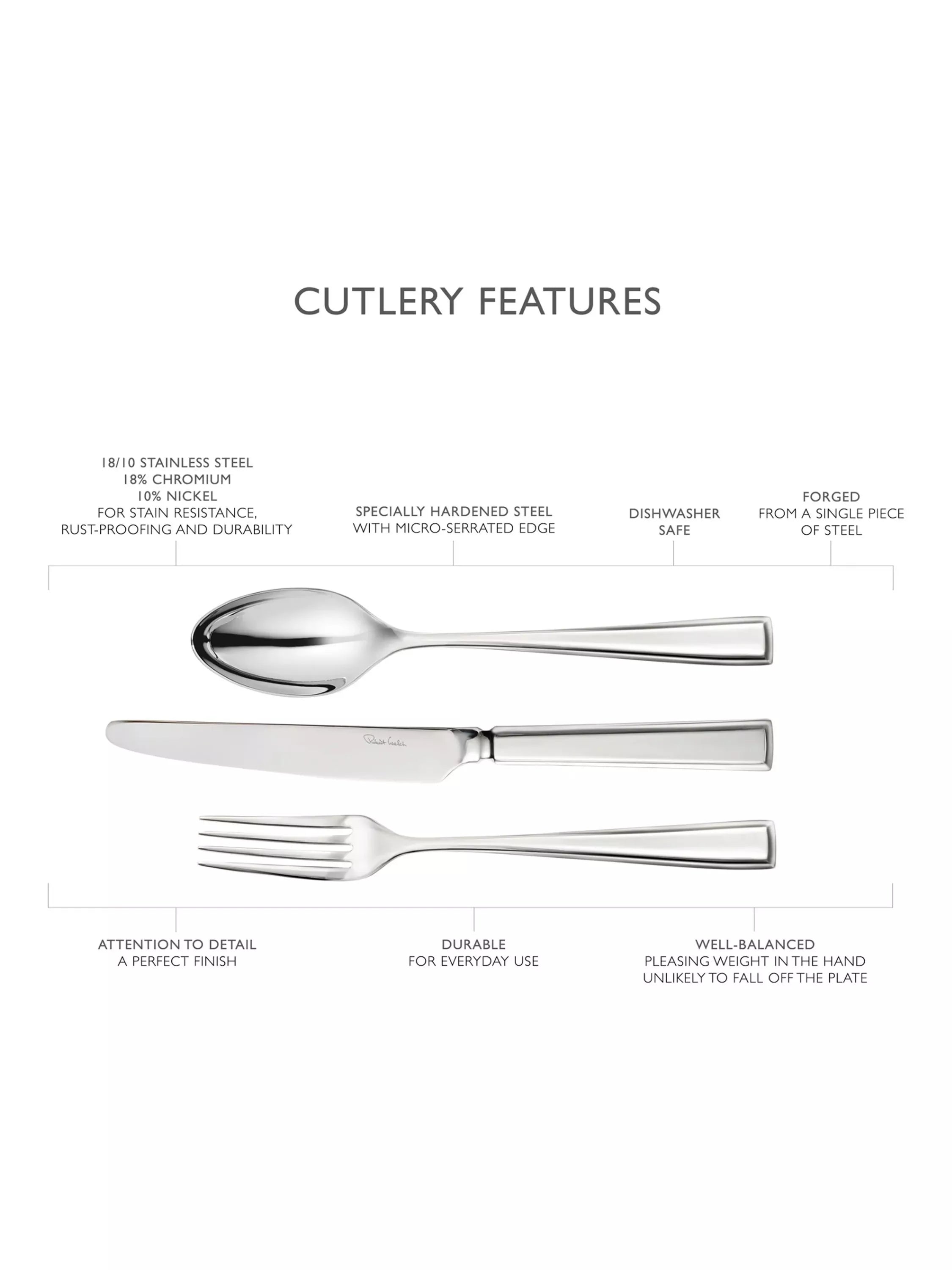 Robert Welch Fairford Bright cutlery set 42 piece (British brand)