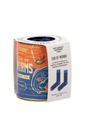 Gentlemen's Hardware fishing socks in a blue can, imported from the UK