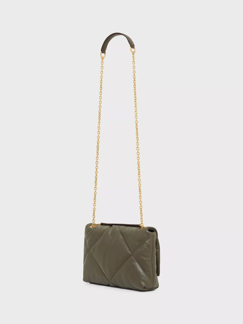 Gerard Darel quilted leather shoulder bag khaki (British brand)