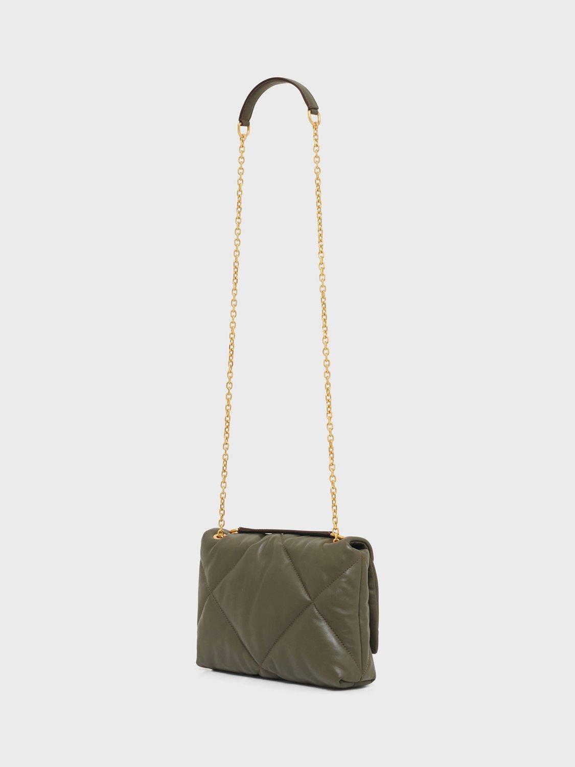 Gerard Darel quilted leather shoulder bag khaki (British brand)