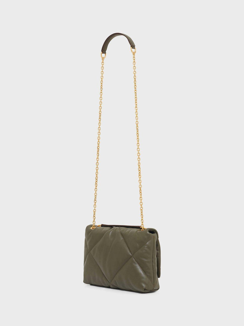 Gerard Darel quilted leather shoulder bag khaki (British brand)