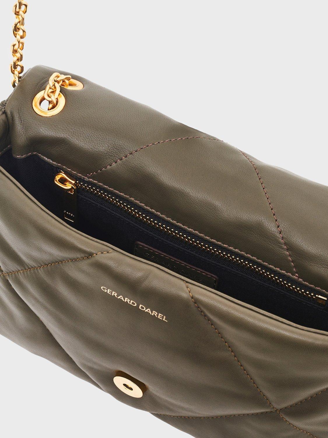 Gerard Darel quilted leather shoulder bag khaki (British brand)