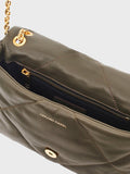Gerard Darel quilted leather shoulder bag khaki (British brand)