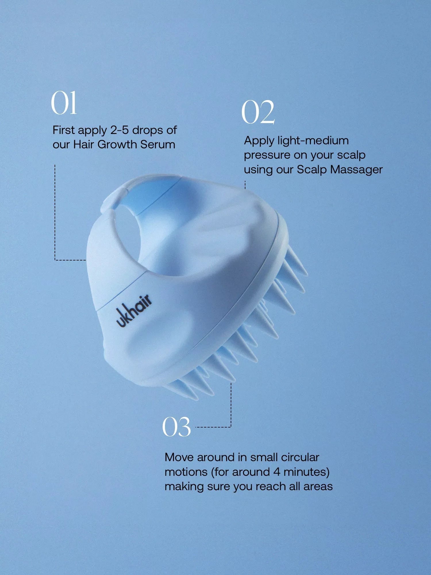 UKLASH UKHAIR Scalp Massager with silicone tips, UK version