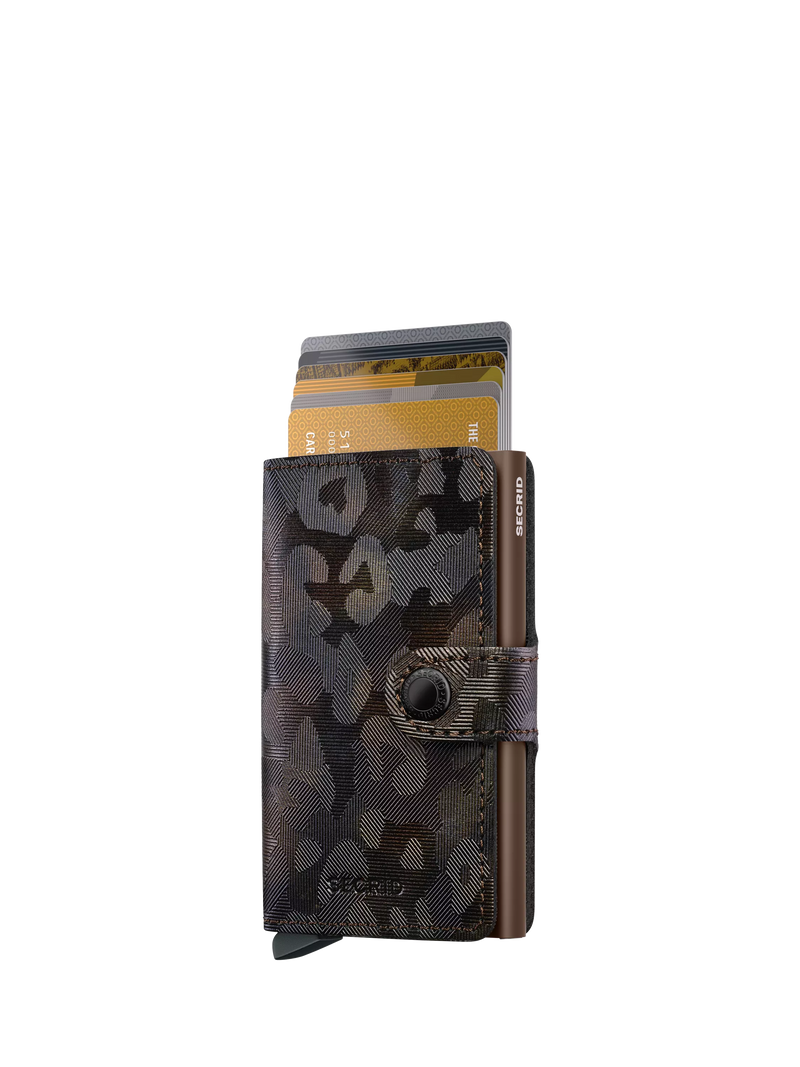 Secrid Vintage Leather Mini Wallet, Animal Print Brown