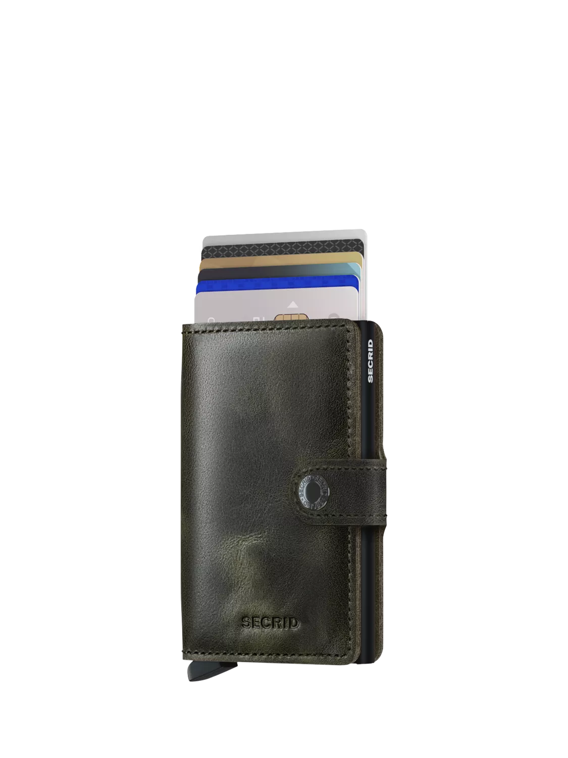 Secrid Vintage Leather Mini Wallet, Olive Black