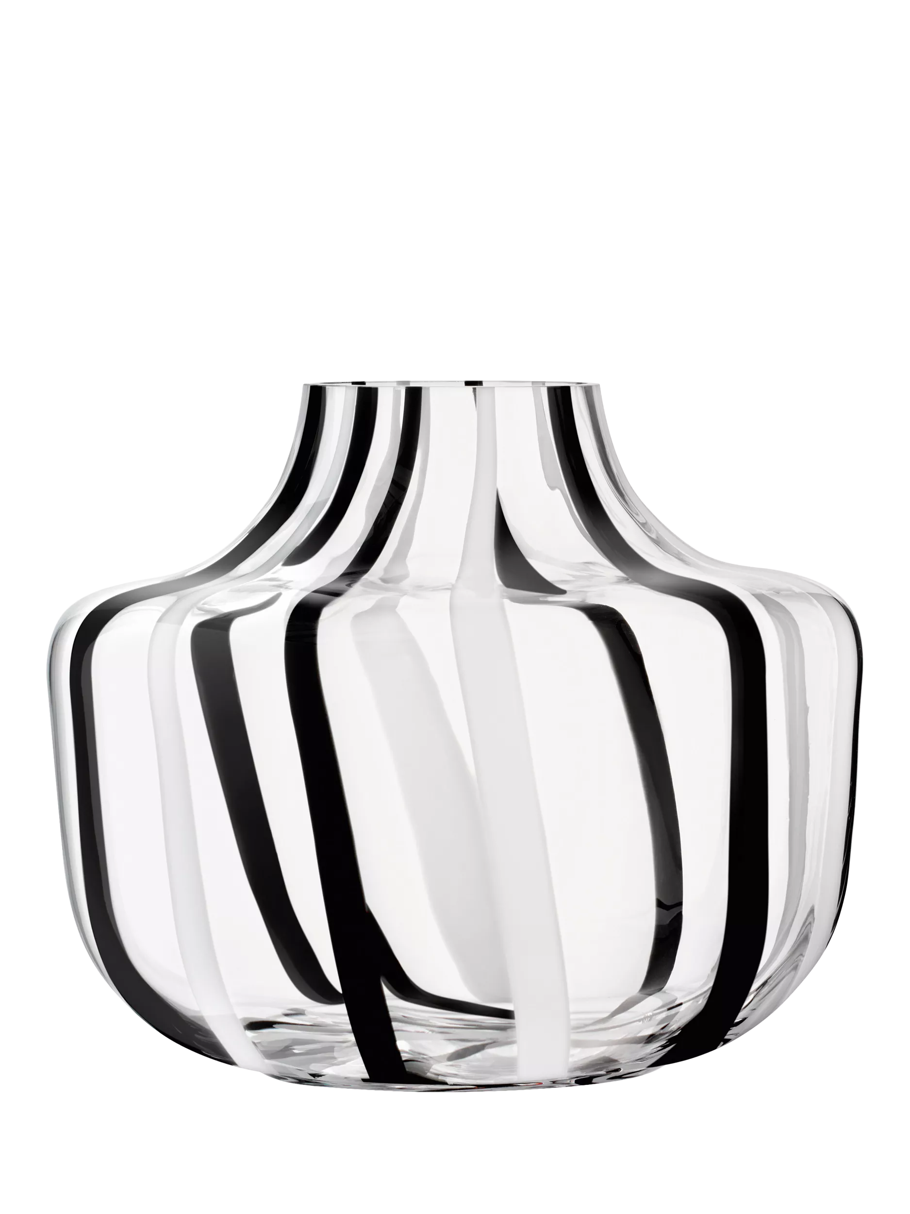 LSA International stripe glass vase 20cm black white (British brand)