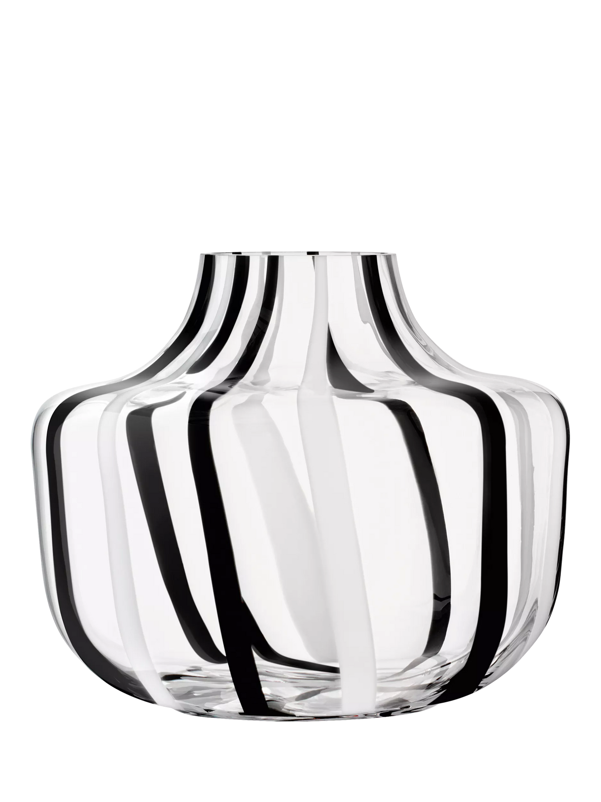 LSA International stripe glass vase 20cm black white (British brand)