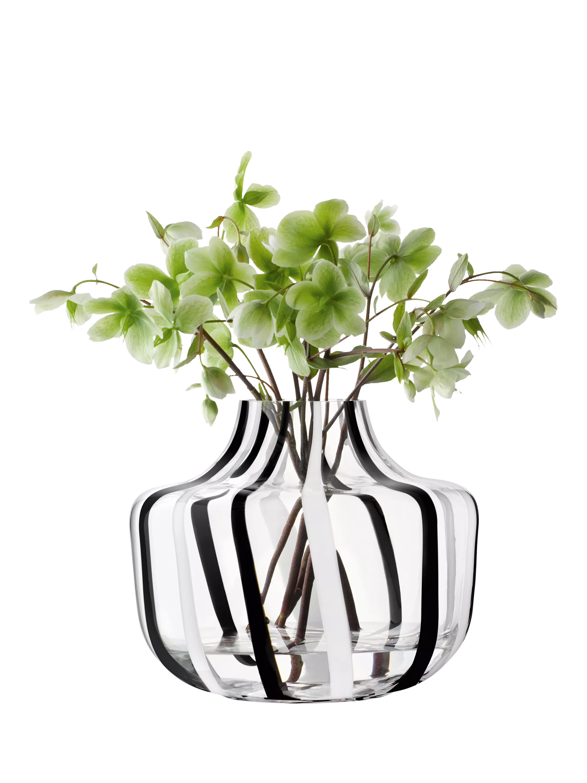 LSA International stripe glass vase 20cm black white (British brand)