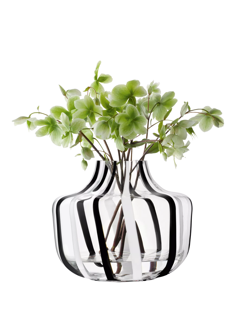 LSA International stripe glass vase 20cm black white (British brand)